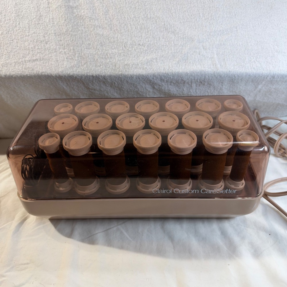 Vintage Clairol Custom CareSetter Electric Heated Flocked Hair Rollers and Clips